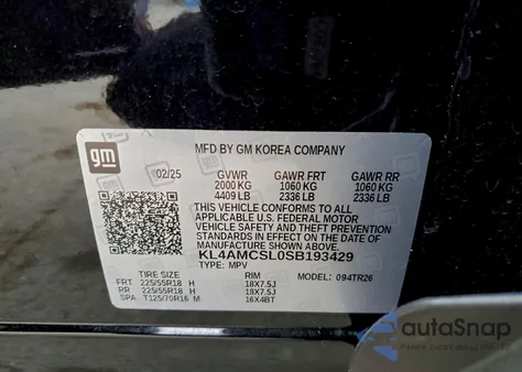 2025 Buick Encore Gx Preferred z USA, uszkodzony, nr VIN KL4AMCSL0SB193429